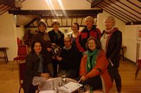 Quiz Mistress Jane Evison presenting the trophy to the Frozen Assets representing New Barn Livery, Ollerton - the winners of this year's quiz